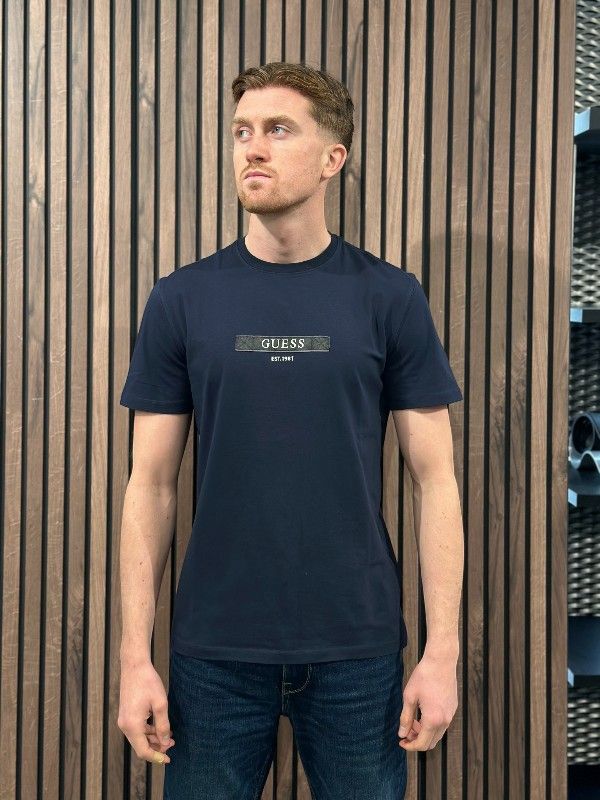 Guess - Ss Cn Logo Box Tee - Blauw