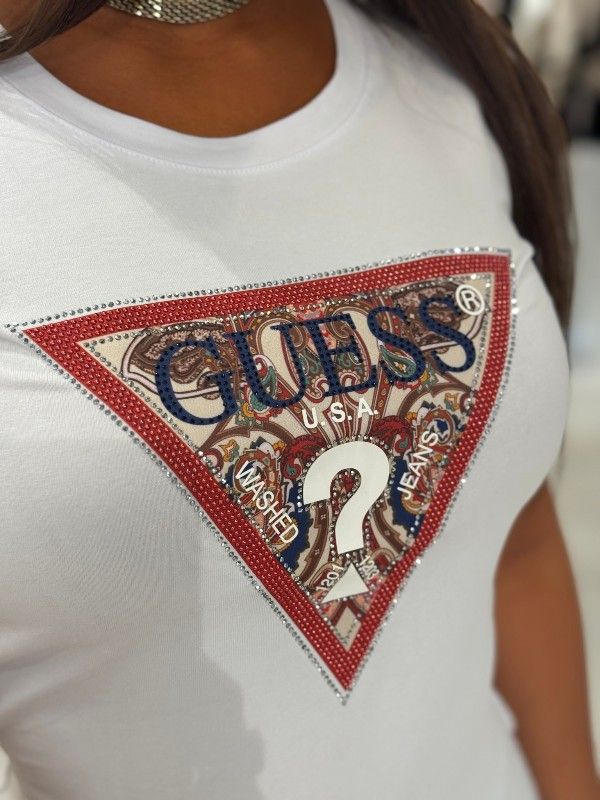 Guess - SS CN Paisley Triangle Tee - Wit