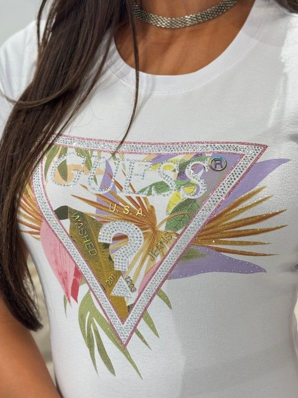 Guess - SS CN Palm Triangle Tee - Wit
