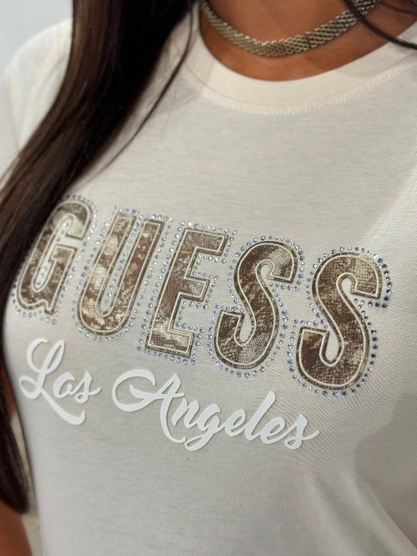 Guess - SS CN Snake Script Rhinestone - Wit