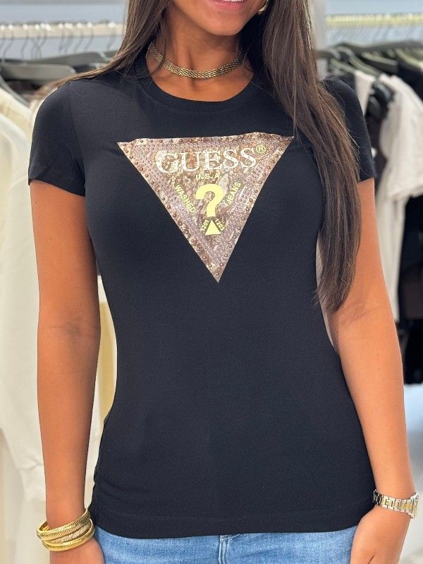 Guess - SS CN Snake Triangle Tee - Zwart