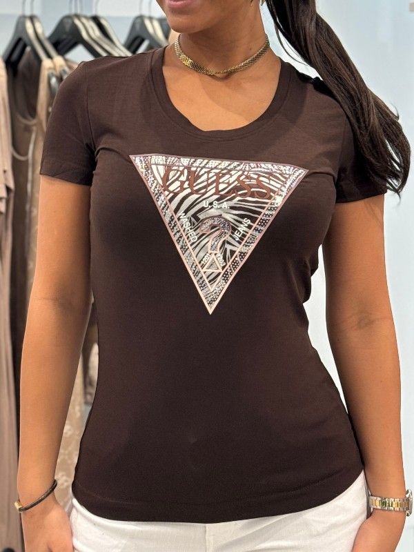 Guess - Ss Cn Zebra Triangle Tee - Bruin
