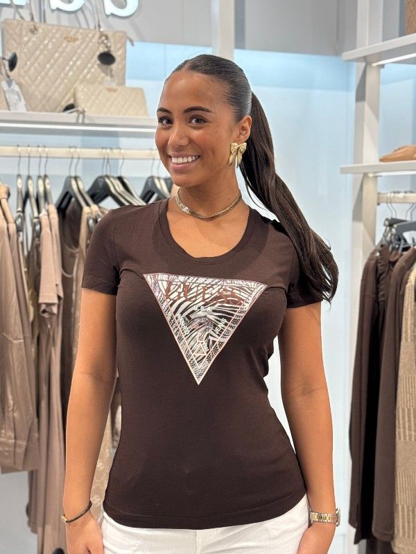 Guess - Ss Cn Zebra Triangle Tee - Bruin