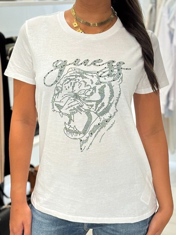 Guess - Ss Guess Tiger Face Easy Tee - Wit