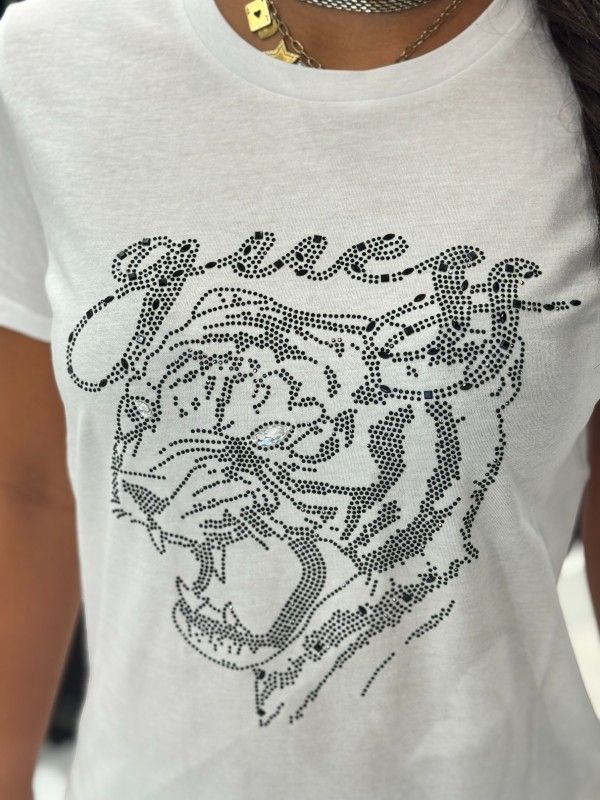Guess - Ss Guess Tiger Face Easy Tee - Wit