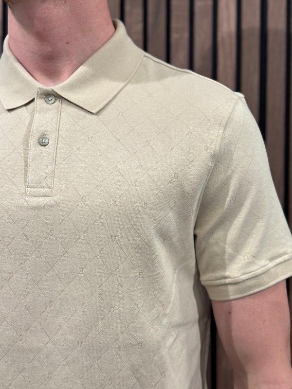 Guess - Ss Jacquard Allover Polo - Beige