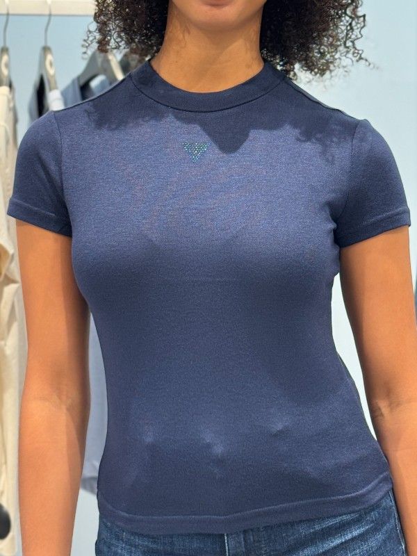 Guess - SS Licia Mock NK Top - Blauw