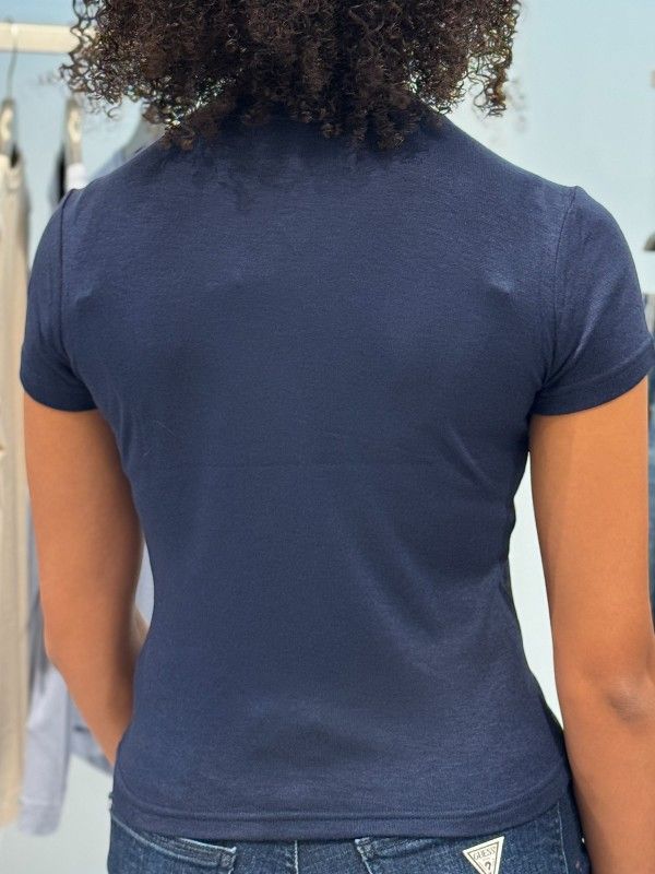 Guess - SS Licia Mock NK Top - Blauw