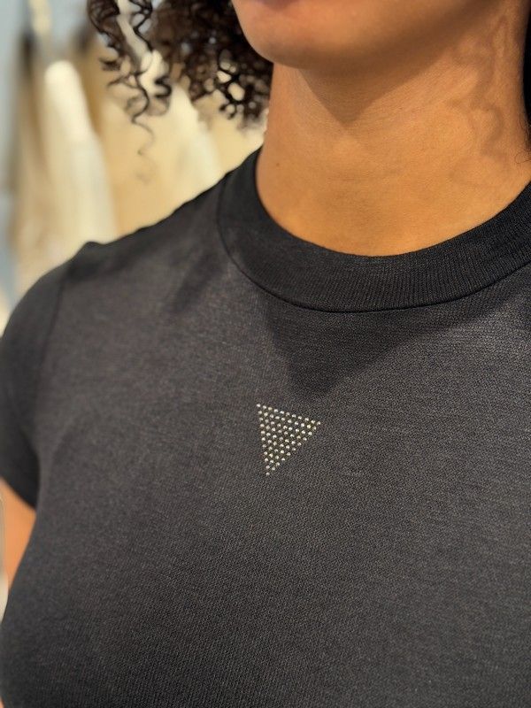 Guess - SS Licia Mock NK Top - Zwart