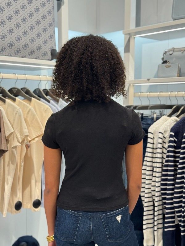 Guess - SS Licia Mock NK Top - Zwart