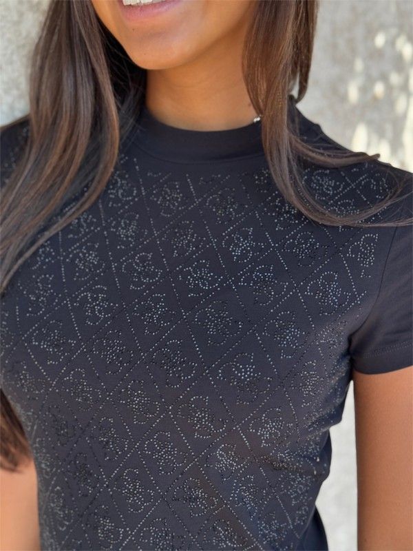 Guess - Ss Mock Neck All Over 4G Tee - Zwart