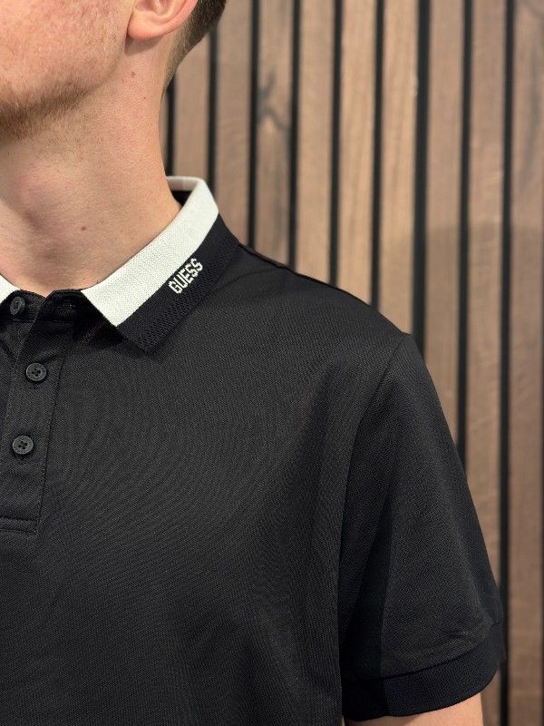 Guess - Ss Paul Guess Collar Polo - Zwart