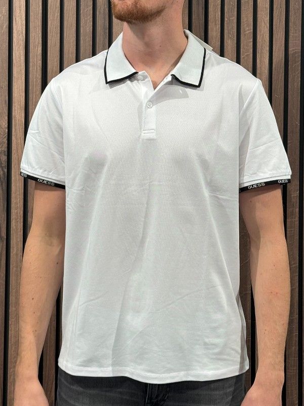 Guess - Ss Paul Pique Tipping Polo - Wit