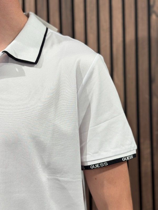 Guess - Ss Paul Pique Tipping Polo - Wit