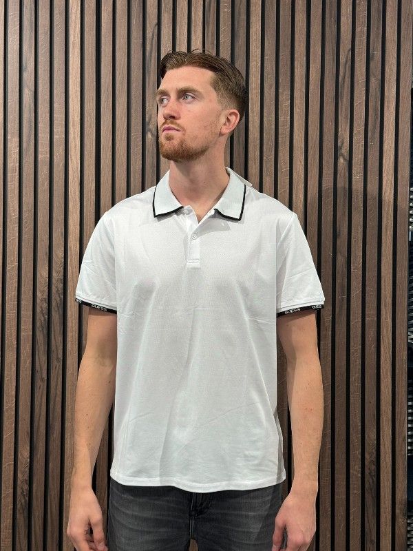 Guess - Ss Paul Pique Tipping Polo - Wit