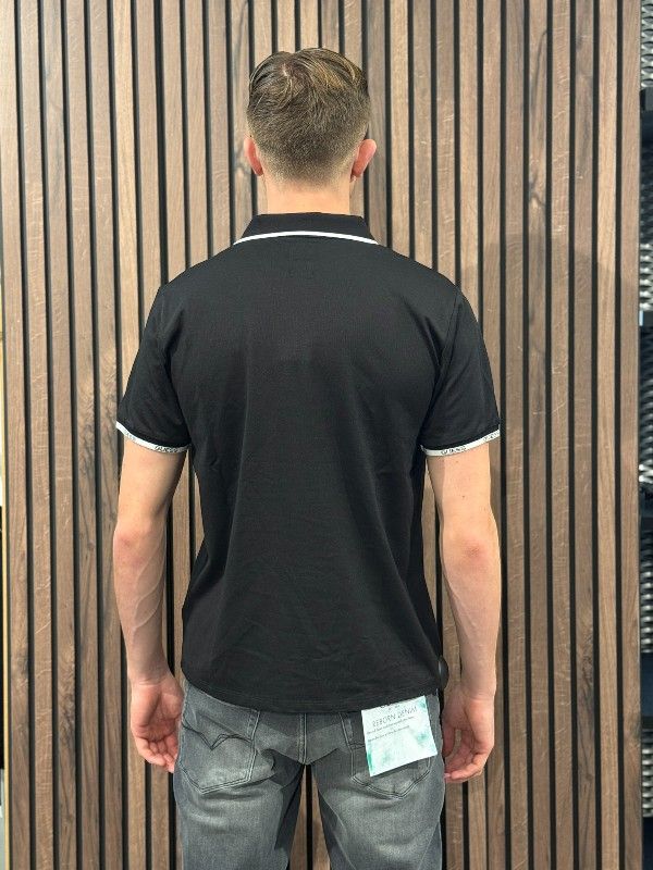 Guess - Ss Paul Pique Tipping Polo - Zwart