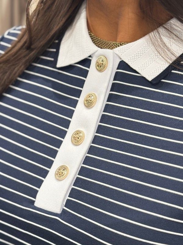 Guess - Ss Polo Nk Alphonsine Striped - Blauw