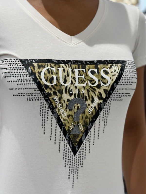 Guess - Ss Vn Triangle Tiger Tee - Wit