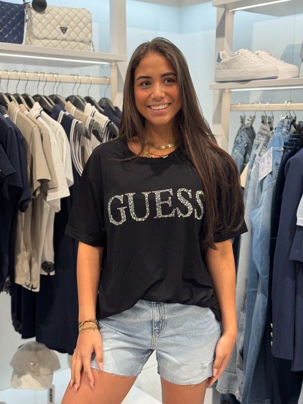 Guess - Guess Logo Long Ss Tee - Zwart