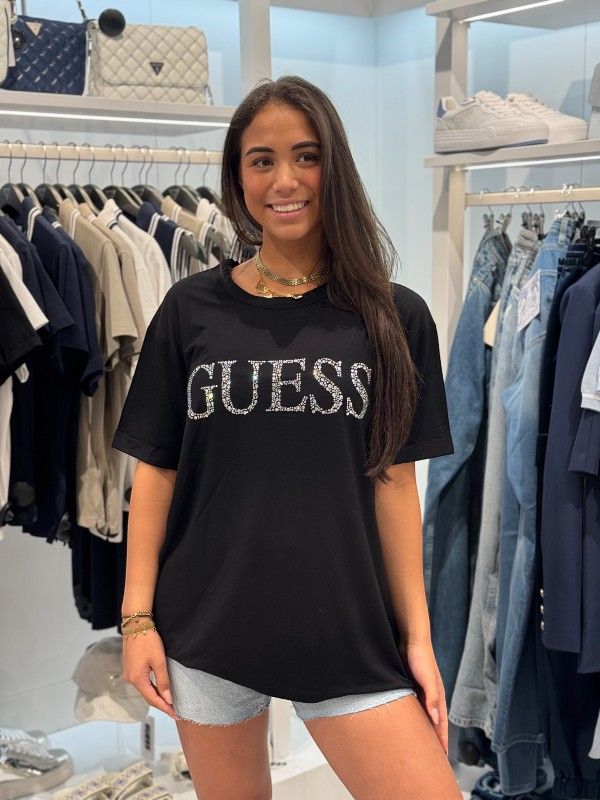 Guess - Guess Logo Long Ss Tee - Zwart