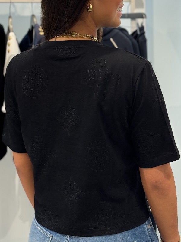 Guess Active - Peony Aop Embroidery Boxy Tee - Zwart