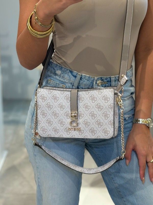 Guess - Zamira Top Zip Shoulder Bag - Beige