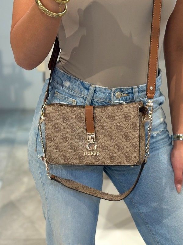 Guess - Zamira Top Zip Shoulder Bag - Bruin