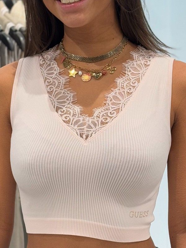 Guess - Raquel Lace Seamless Top - Roze