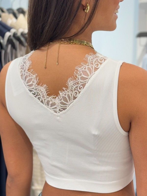 Guess - Raquel Lace Seamless Top - Wit