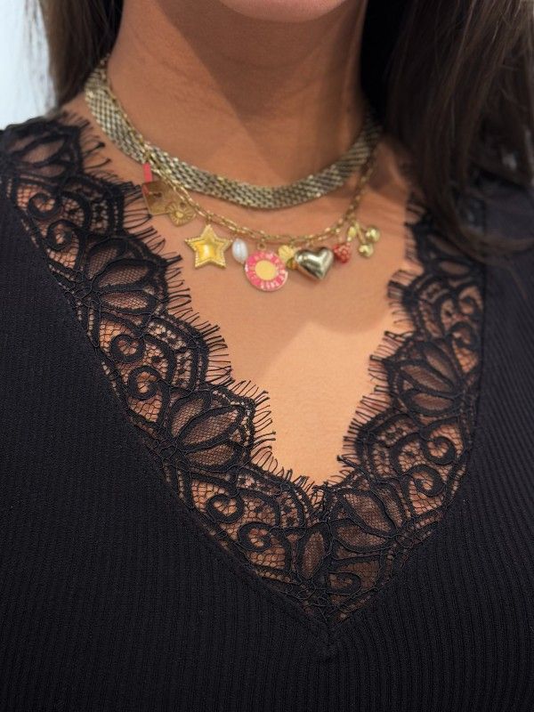 Guess - Raquel Lace Seamless Top - Zwart