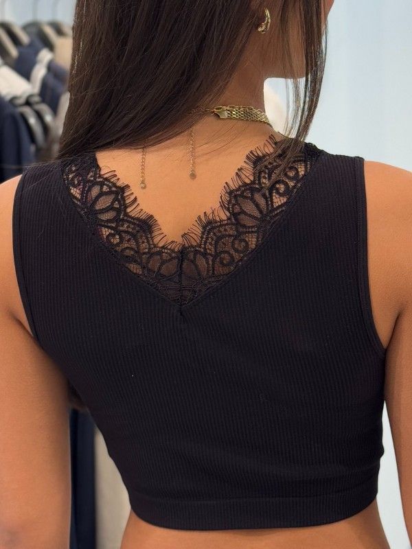 Guess - Raquel Lace Seamless Top - Zwart