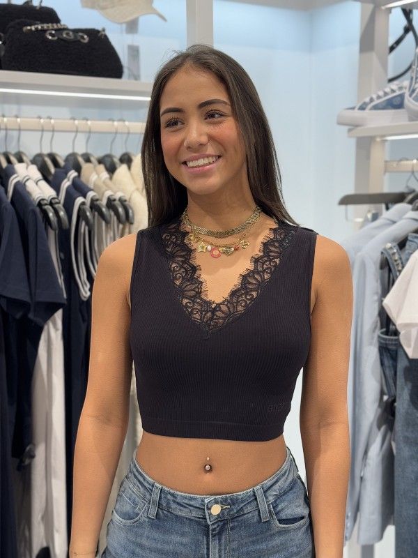 Guess - Raquel Lace Seamless Top - Zwart