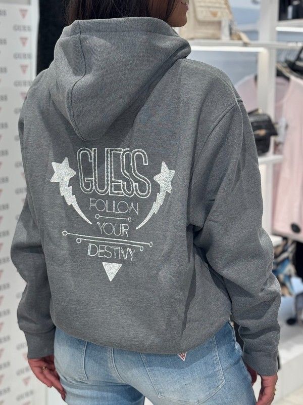 Guess - Hoodie Shiny Cord Sweater - Grijs
