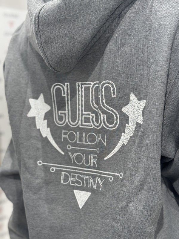 Guess - Hoodie Shiny Cord Sweater - Grijs