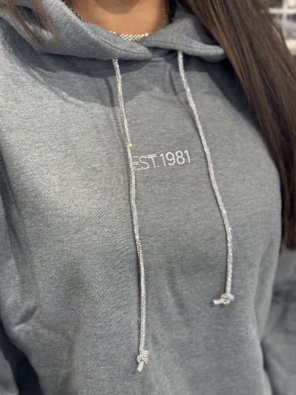 Guess - Hoodie Shiny Cord Sweater - Grijs