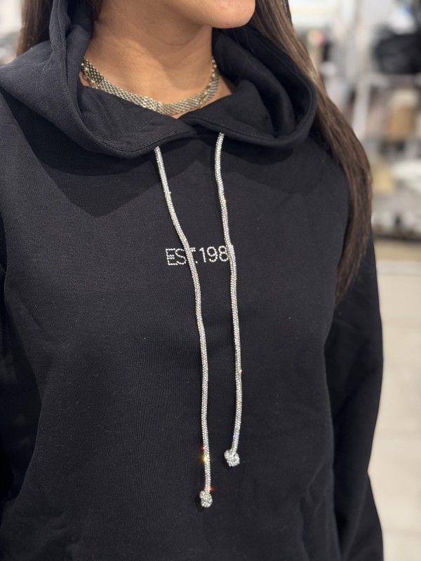 Guess - Hoodie Shiny Cord Sweater - Zwart