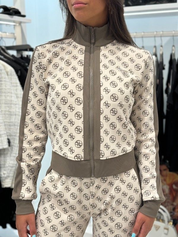 Guess Active Ela 4G Full Zip Sweatshirt Beige V4YQ01KB212