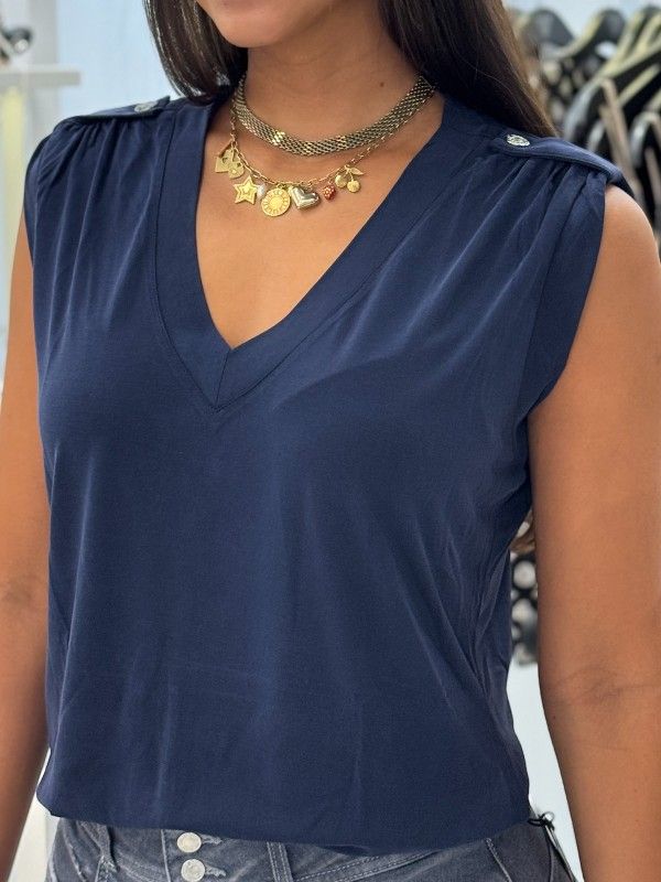 Guess - Vn Eleveted Basic Top - Blauw