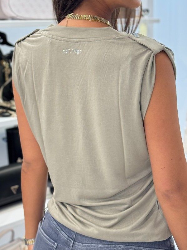 Guess - Vn Eleveted Basic Top - Groen
