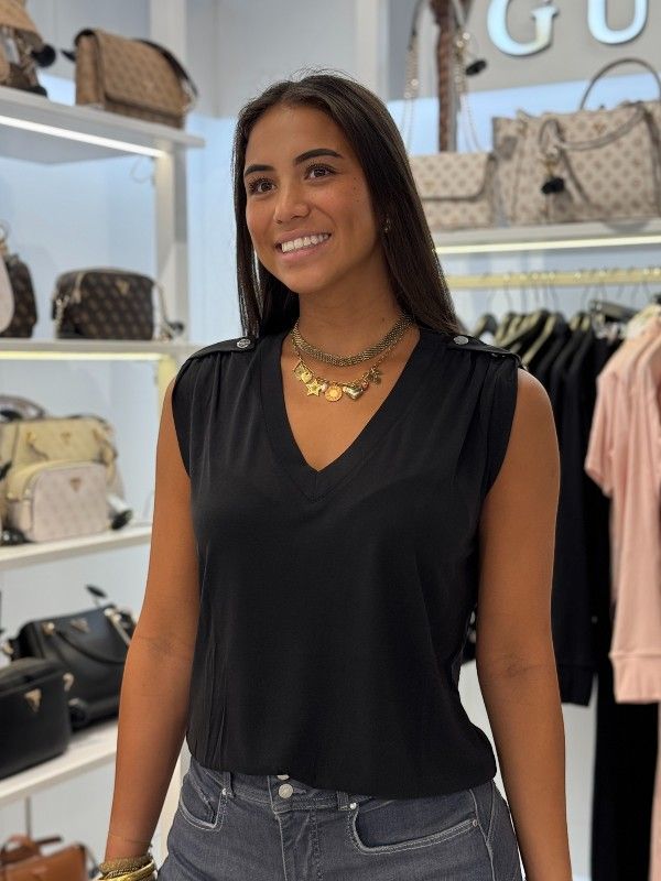 Guess - Vn Eleveted Basic Top - Zwart