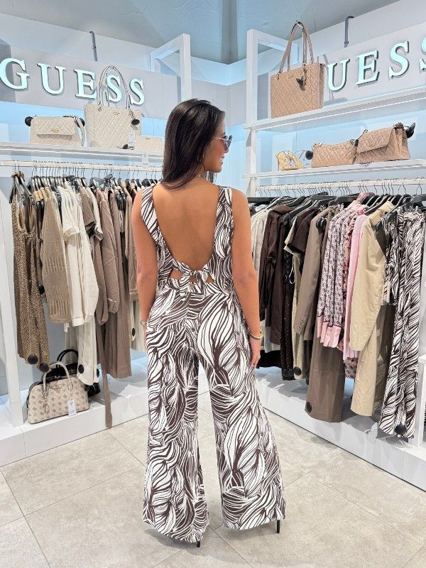 Guess - Zoe Leaf Wide Leg Pant - Beige