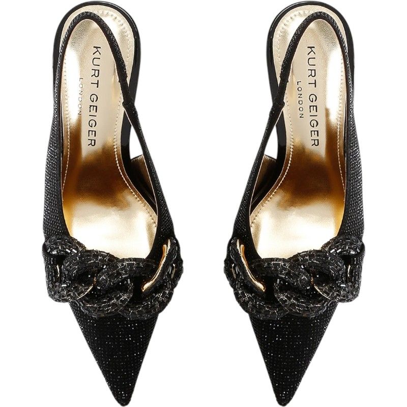 Kurt Geiger - Crystal Chain Slingback - Zwart