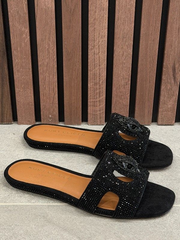 Kurt Geiger - Eagle Cut Out Flat Sdl Dr - Zwart