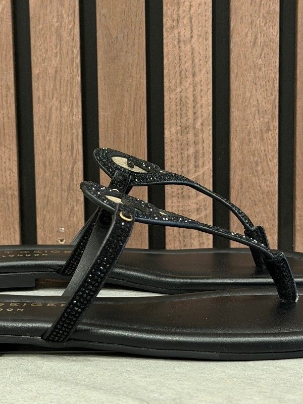 Kurt Geiger - Kurt Heart T Bar Flat - Zwart