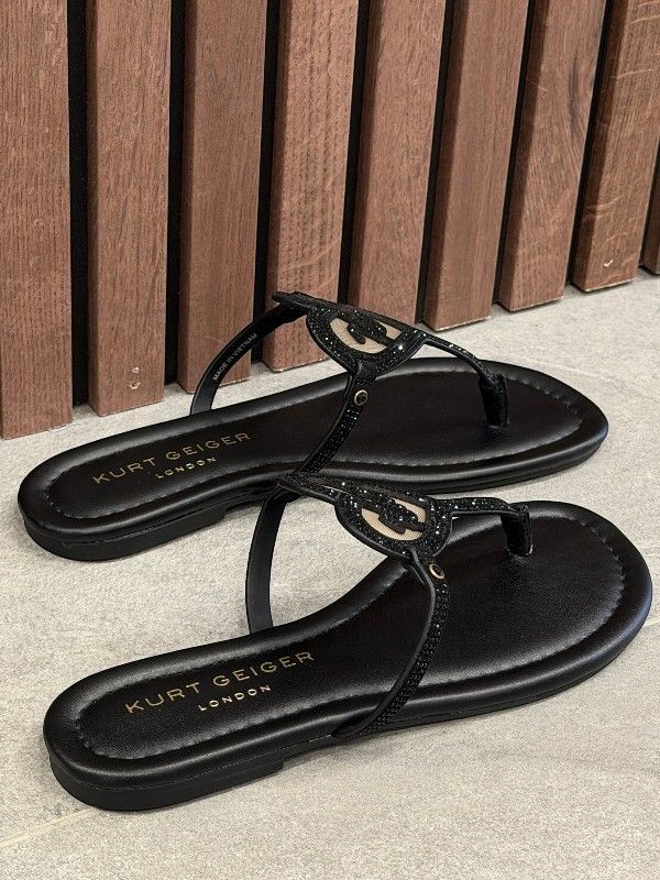 Kurt Geiger - Kurt Heart T Bar Flat - Zwart