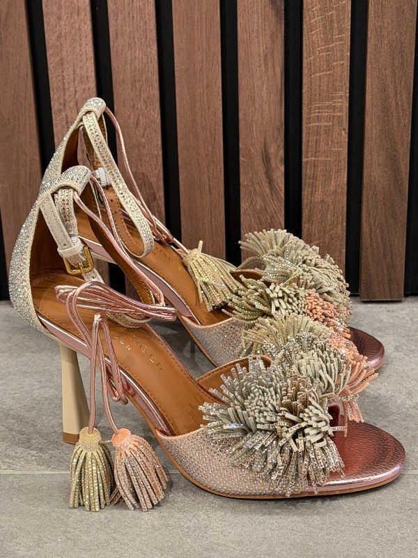Kurt Geiger - Pom Pom Ankle Tie Sandal - Rosé