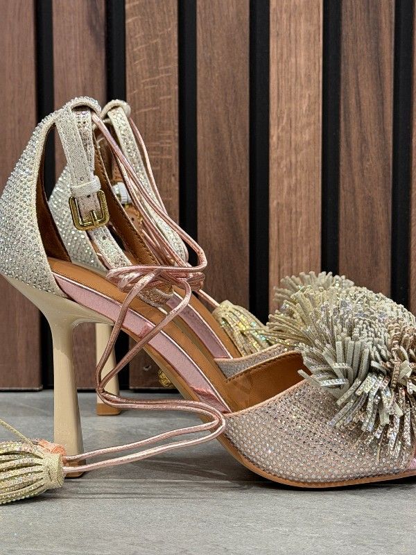 Kurt Geiger - Pom Pom Ankle Tie Sandal - Rosé