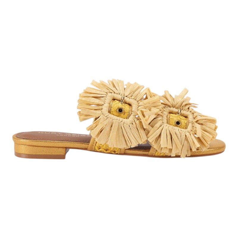 Kurt Geiger - Raffia Buckle Flat SDL - Geel