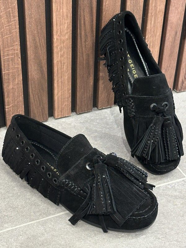 Kurt Geiger - Tassel Fringe Moccasin - Zwart