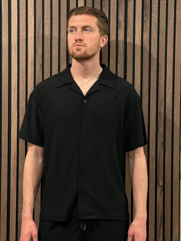 Malelions - Men Seersucker Shirt - Zwart